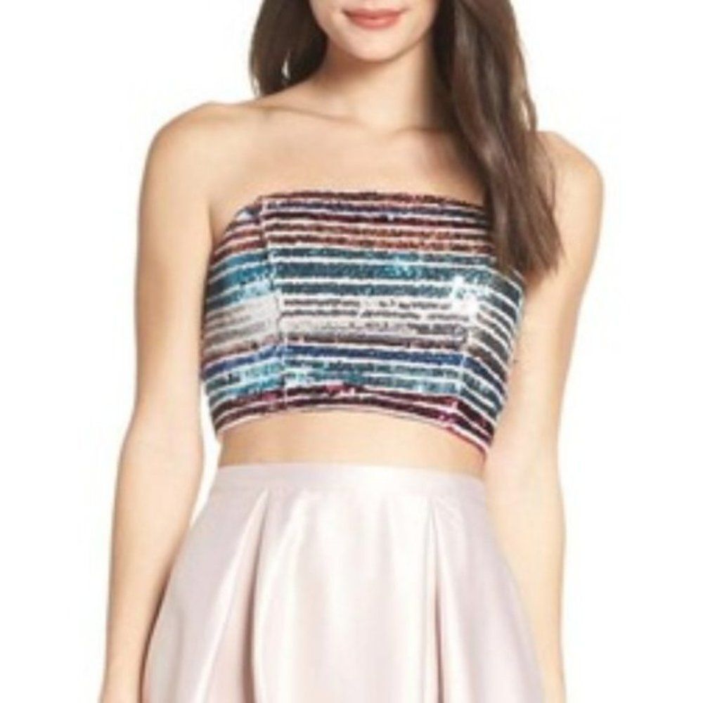 Sequin Hearts Multi Color Sequin Bandeau size 9